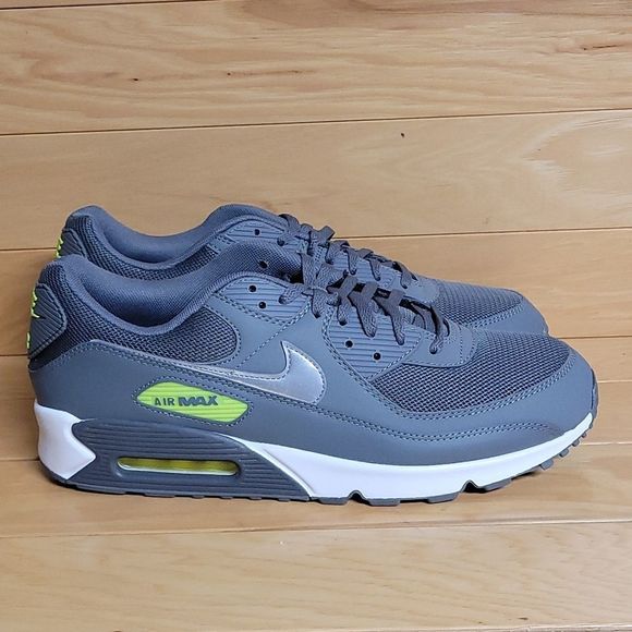 Nike Other - Nike Air Max 90 Size 14 Smoke Grey Silver Volt Yellow Mens Running Shoe DJ6881-0